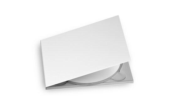 Digipak case of cardboard CD drive. With white blank for branding design or text. Isolated on white background. High resolution 3d rendering.