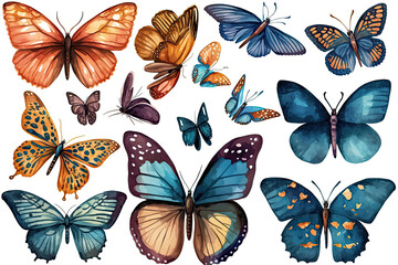 Obraz na płótnie Canvas set of butterflies isolated , ai generated