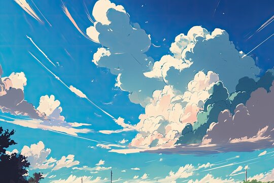 anime landscape wallpaper, rainbow clouds | Stable Diffusion