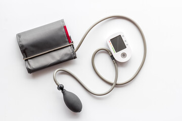 Medical device tonometer for blood pressure and heart rate on white background.