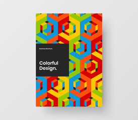 Amazing annual report design vector template. Unique mosaic hexagons flyer layout.