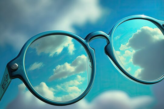 glasses on sky , ai generated