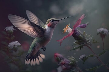 Fototapeta na wymiar hummingbird and flower , ai generated