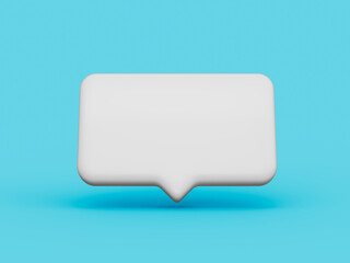 Cute white square speech bubble icons, isolated on blue pastel background 3d illustration