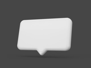 Blank white speech bubble pin isolated on grey background Social network concept. 3d illustration