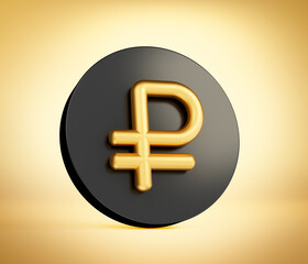 Obraz premium black and golden coins with ruble sign isolated background. Income concept. 3D illustration