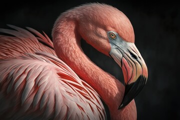 pink flamingo portrait , ai generated