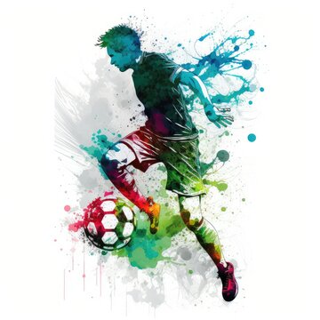 soccer player with ball illustration, ai generated