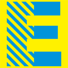 blue letters on a yellow background
