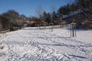 Park in winter at daytime