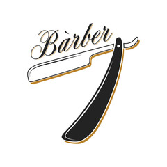 Razor logo creative design. Straight razor icon, simple minimalistic flat icon.