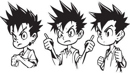 Vector illustration line art sketch half body of a boy