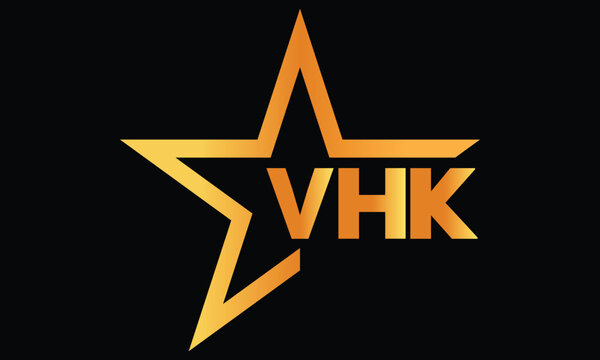 VHK golden luxury star icon three letter logo design vector template. royal logo | luxury logo | jewelry logo | premium logo | iconic logo | Victoria logo |	