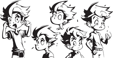 Vector illustration line art sketch of a boy