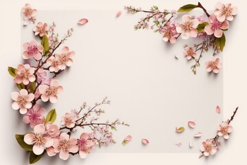 Sakura flower pink background, Beautiful nature spring, cherry blossom flowers, for background or copy space for text, ai generated