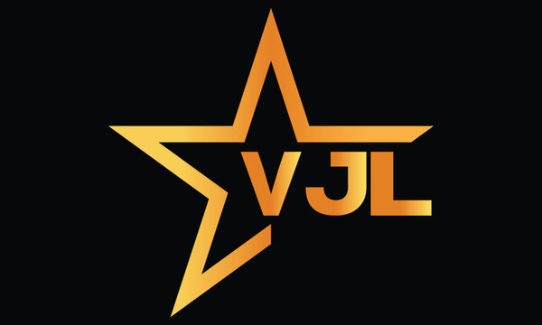 VJL golden luxury star icon three letter logo design vector template. royal logo | luxury logo | jewelry logo | premium logo | iconic logo | Victoria logo |	