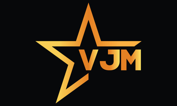 VJM golden luxury star icon three letter logo design vector template. royal logo | luxury logo | jewelry logo | premium logo | iconic logo | Victoria logo |	