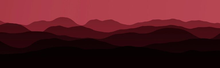 design red peaks at dark time digital drawn background illustration