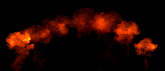 Series of powerful blasts with fire, isolated - object 3D illustration