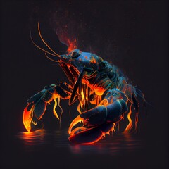 lobster on black background illustrator 