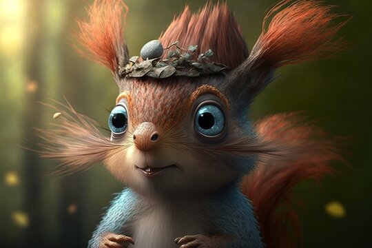 picture of a colorful crazy squirrel