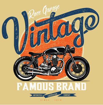 vintage race motorbike for printing.vector old school race poster.retro race motorbike print
