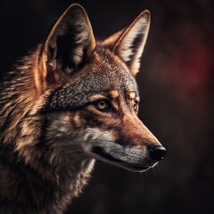 Wolf. A wonderful wild animal. Portrait of a predator on the hunt. Protection of rare animal species. Wolf in nature. Image in high quality. AI generative.