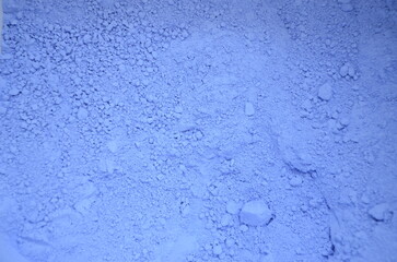 Plaster powder of blue color, close-up