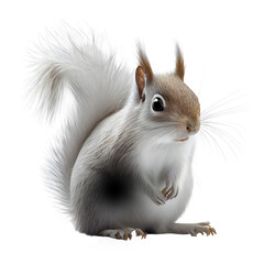 This close-up portrait of a grey cute squirrel captures its playful and curious nature. Generative AI.
