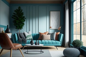 Modern living room. Generative AI.