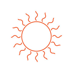 Sun icon with line art, round sun sign. Vector illustration.