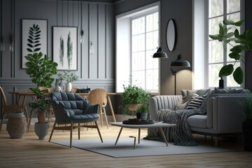 Modern living room. Generative AI.