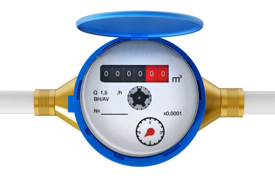 Water meter on transparent background. 3D illustration