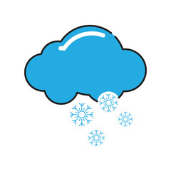 Vector illustration of clouds and snow. winter fun icon. isolated white background.