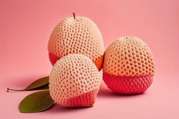 fruit-shaped crochet art illustration
  made using artificial intelligence suitable for photo accessories in cafes, restaurants, places to eat, design elements