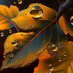 artificial intelligence illustration of autumn leaves of gold material