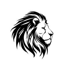 Black and white portrait of a lion. Vector illustration