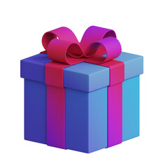 Blue gift box with pink ribbon 3D Icon