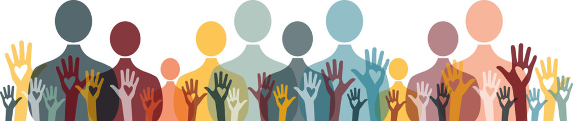 People and hands silhouettes. Transparent background.