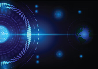 Glow circle style graphic design abstract background blue tone Stock Illustration