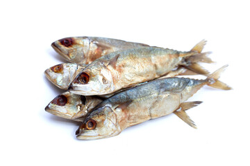 Salted fish on white background.