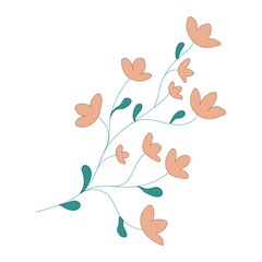 Twig flowers. Plant Branch with flowers. Vector illustration for background, cover, fabric.