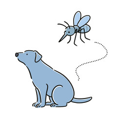 蚊に刺される犬のイラスト
