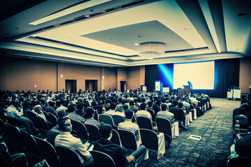 Business event in conference hall, group if people. Generative AI