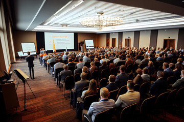 Business event in conference hall, group if people. Generative AI