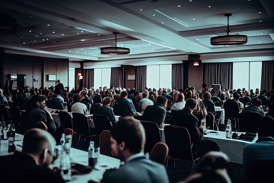 Business event in conference hall, group if people. Generative AI