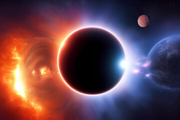 Fototapeta na wymiar Beautiful Illustration Of Black Hole In Space created with generative AI Technology