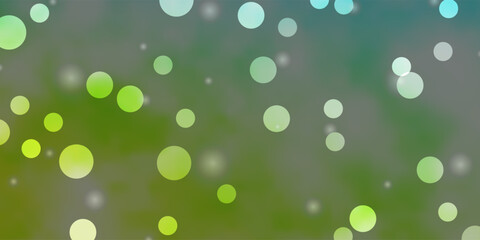 Light Blue, Green vector template with circles, stars.