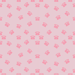 Seamless pattern with vintage telephones. Wallpaper flat vector pattern. Telephone system. Mobile phone, desk phone