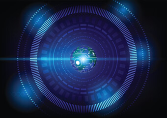 Glow circle style graphic design abstract background blue tone Stock Illustration